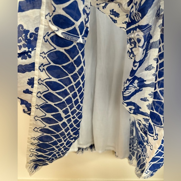 J. Crew Santorini Maxi Dress Printed Blue White Size 12 - Picture 7 of 10